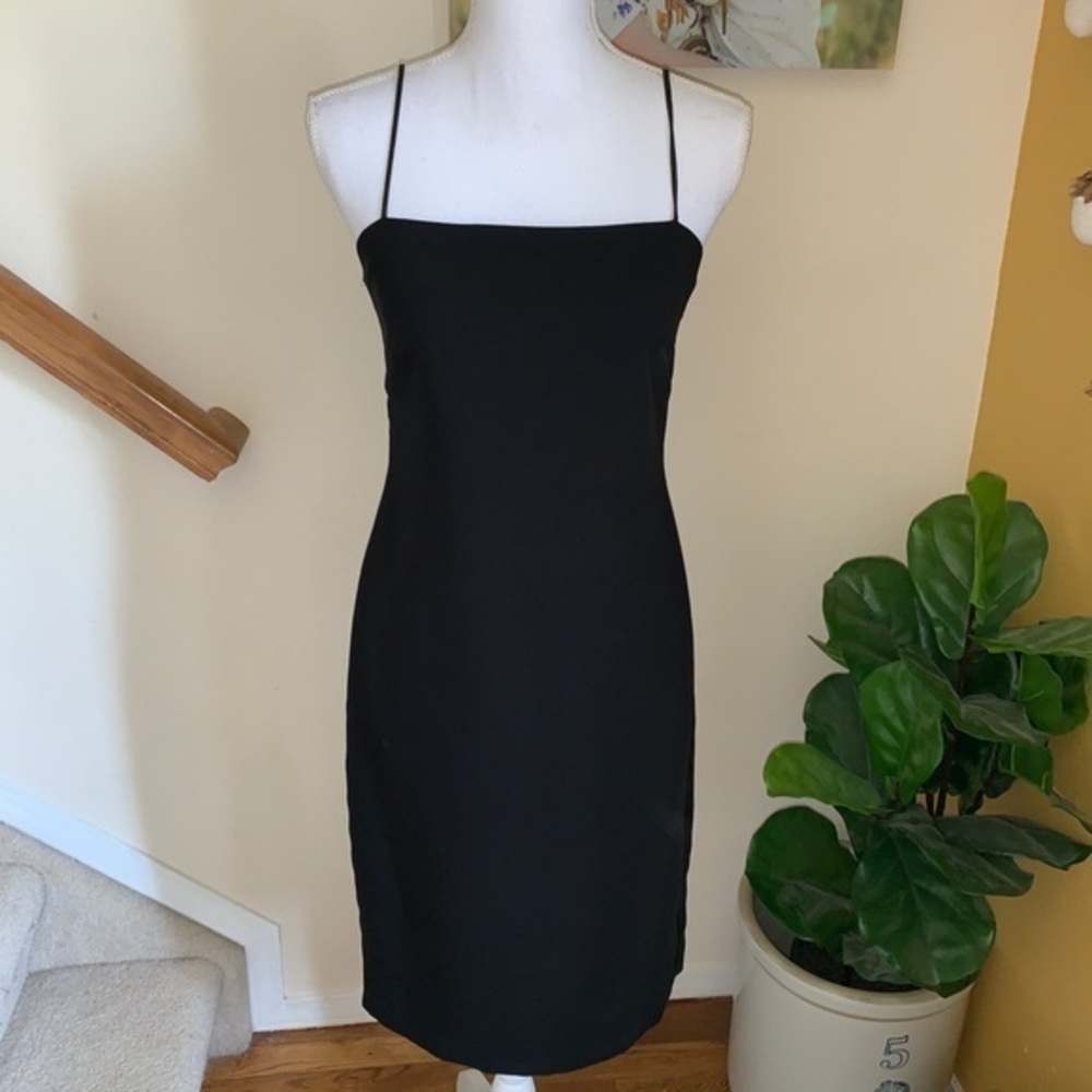 Bailey 44 little black dress faux leather detail S